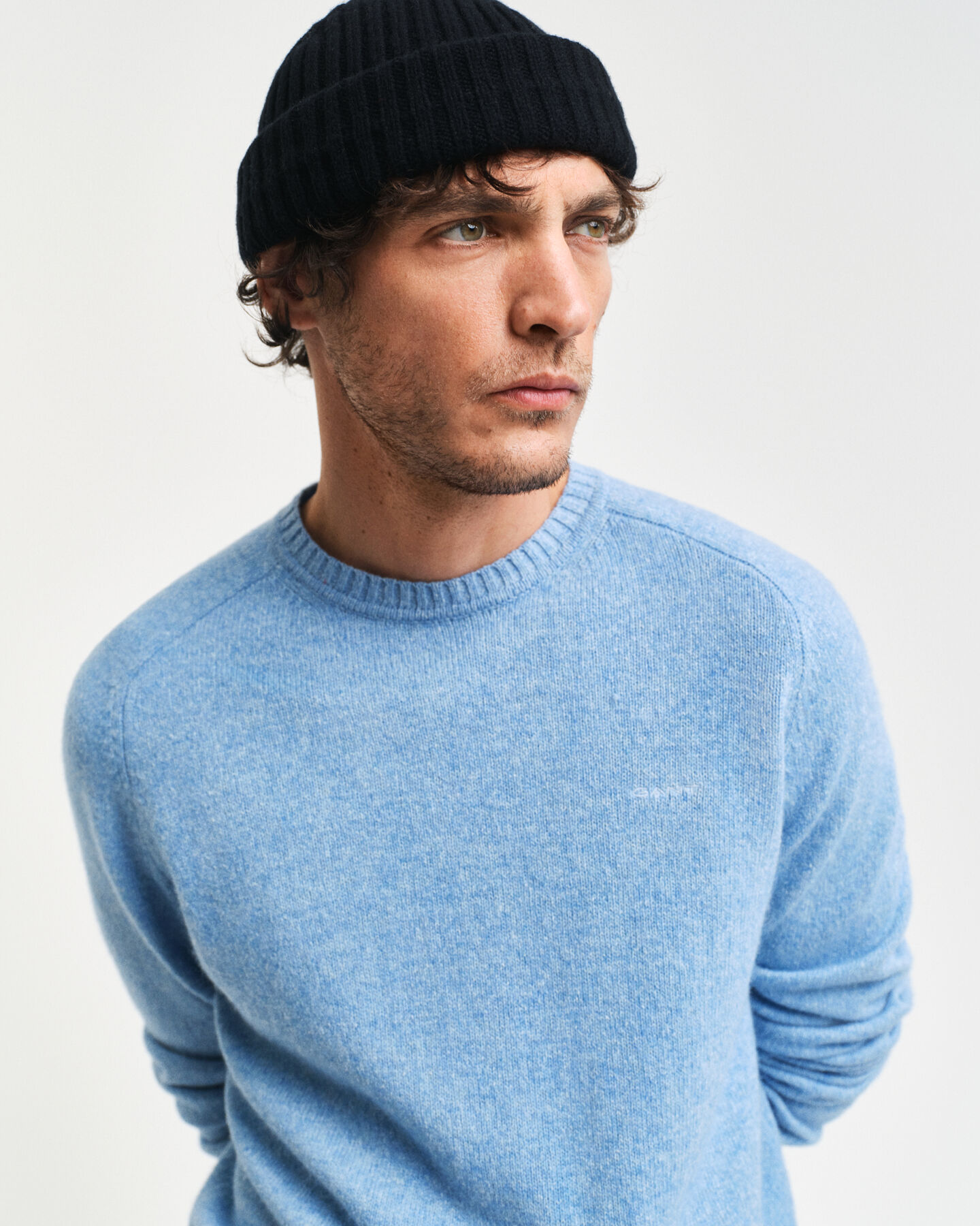 Camisola de malha com decote redondo em mistura de l&atilde;