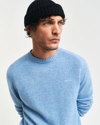 Camisola de malha com decote redondo em mistura de l&atilde;