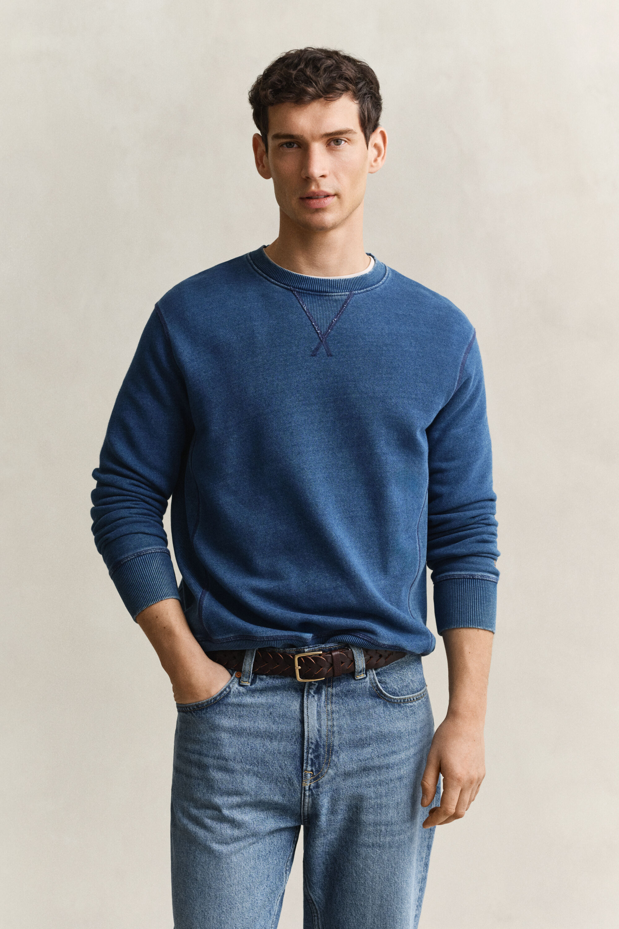 Sweatshirt com decote redondo Indigo