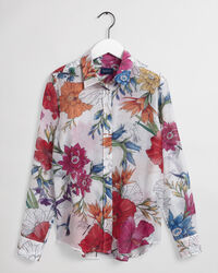 Camisa em seda e algod&atilde;o com estampado Humming Floral