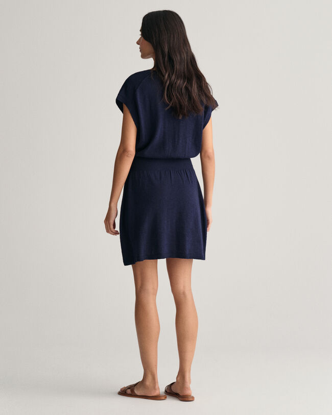 Vestido em mistura de linho