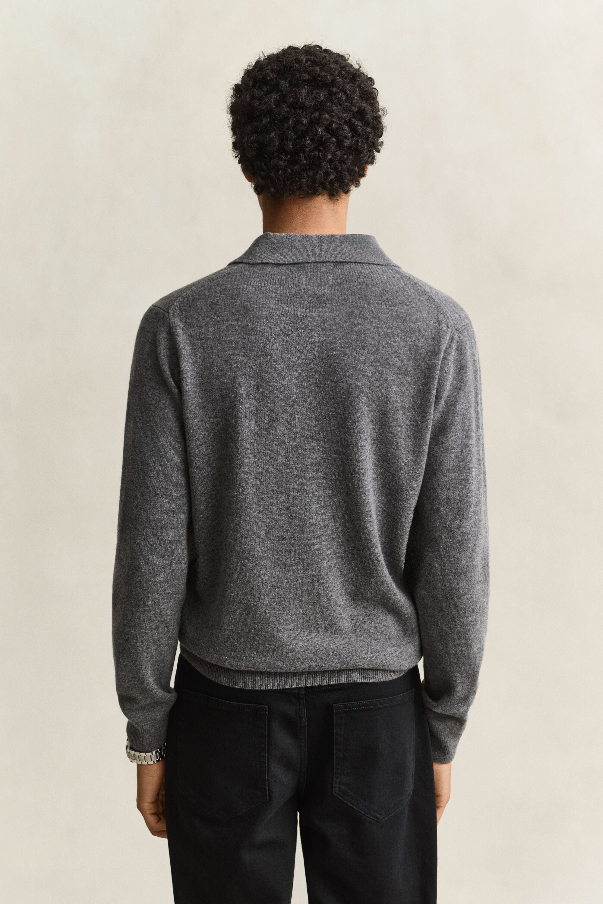 Camisola de malha tipo polo em lã extrafina