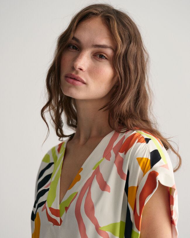 Vestido de manga curta Palm Print