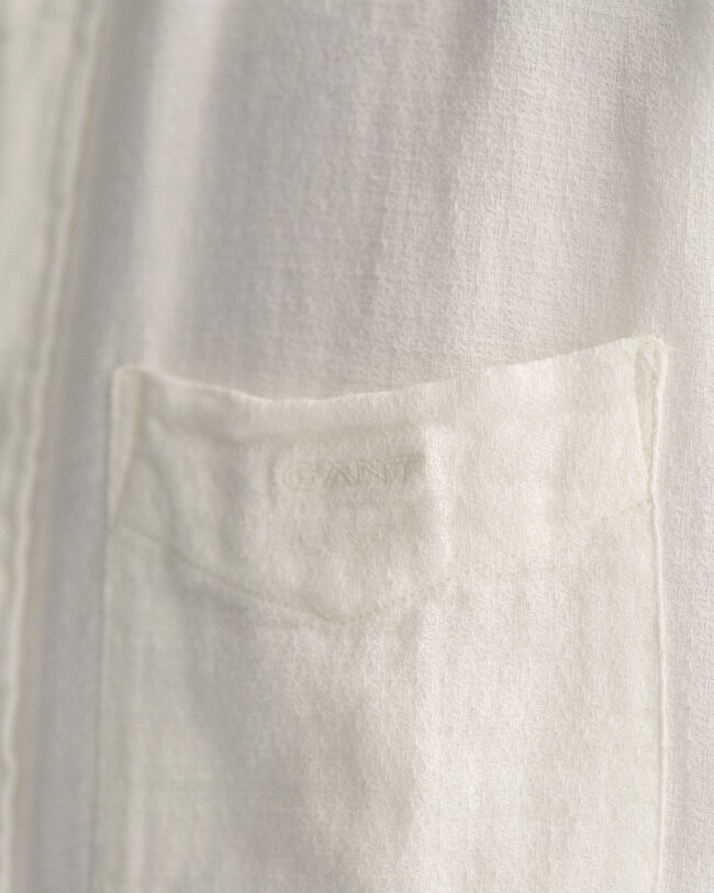 Camisa de manga curta em linho e algod&atilde;o texturizado regular fit