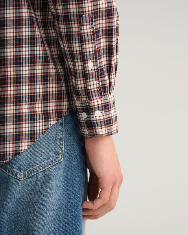 Camisa em flanela com padr&atilde;o de xadrez regular fit