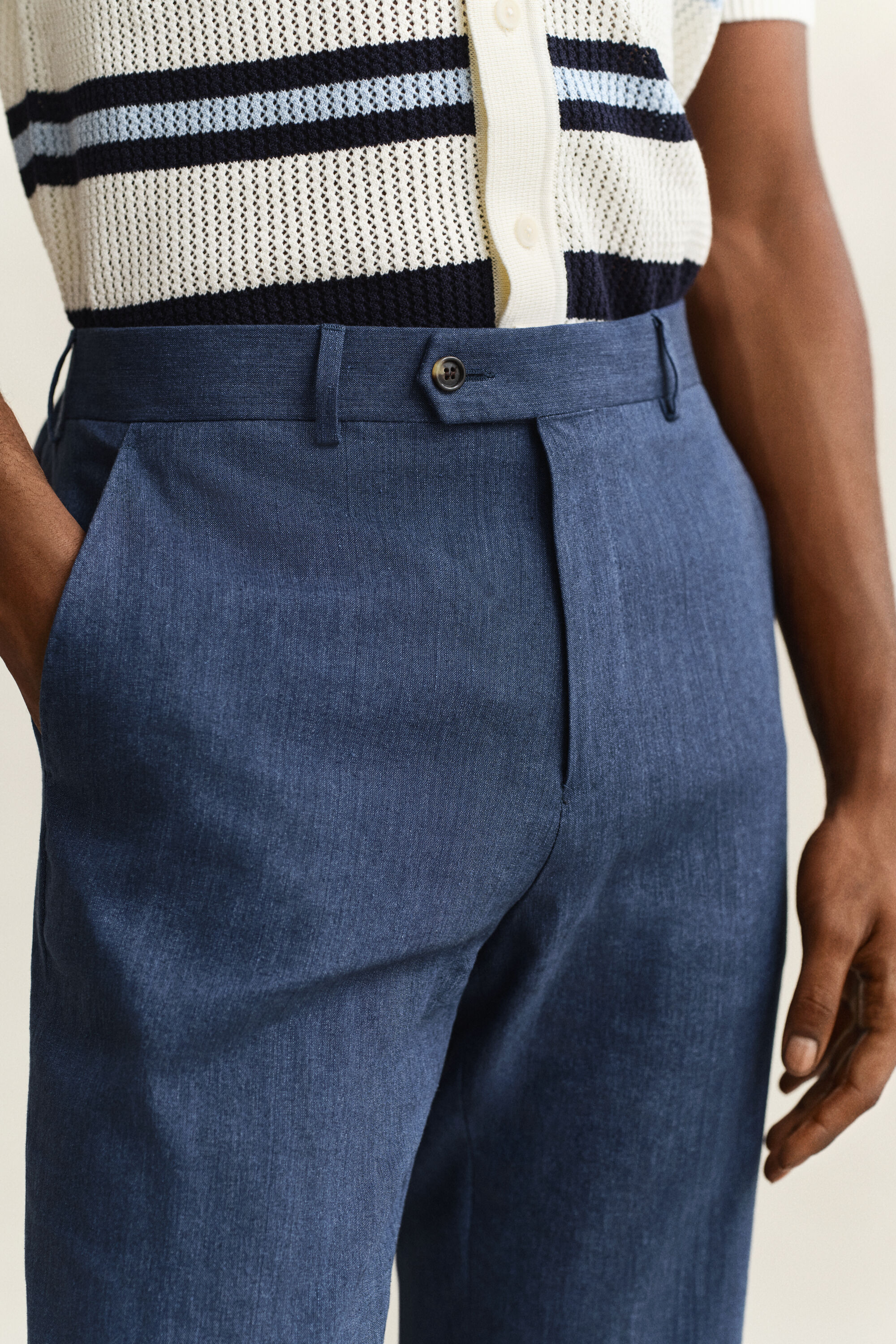 Calças de fato em mistura de linho