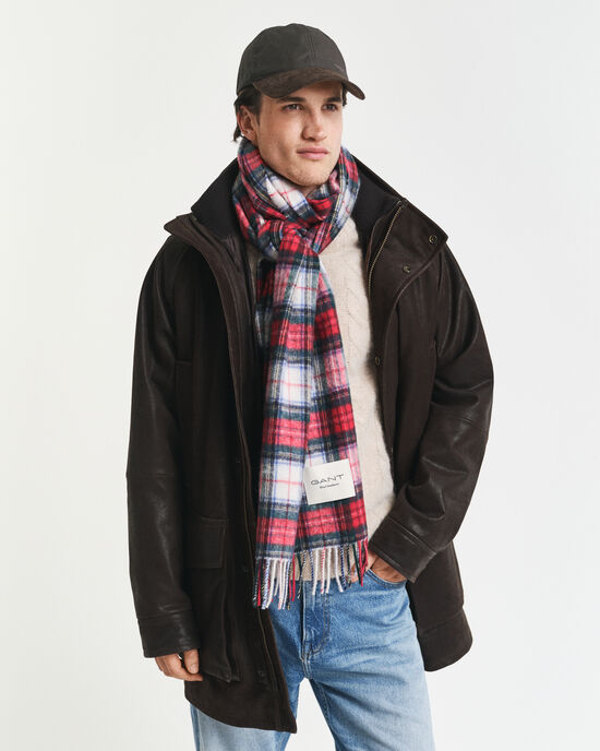 Cachecol em mistura de caxemira com padrão Tartan