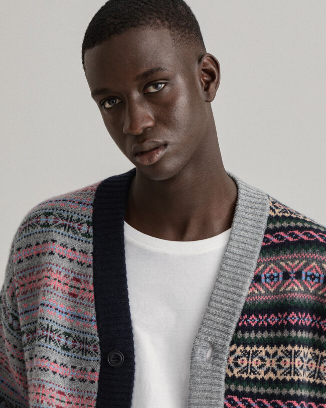 Casaco de malha REMAKE com padrão Fair Isle