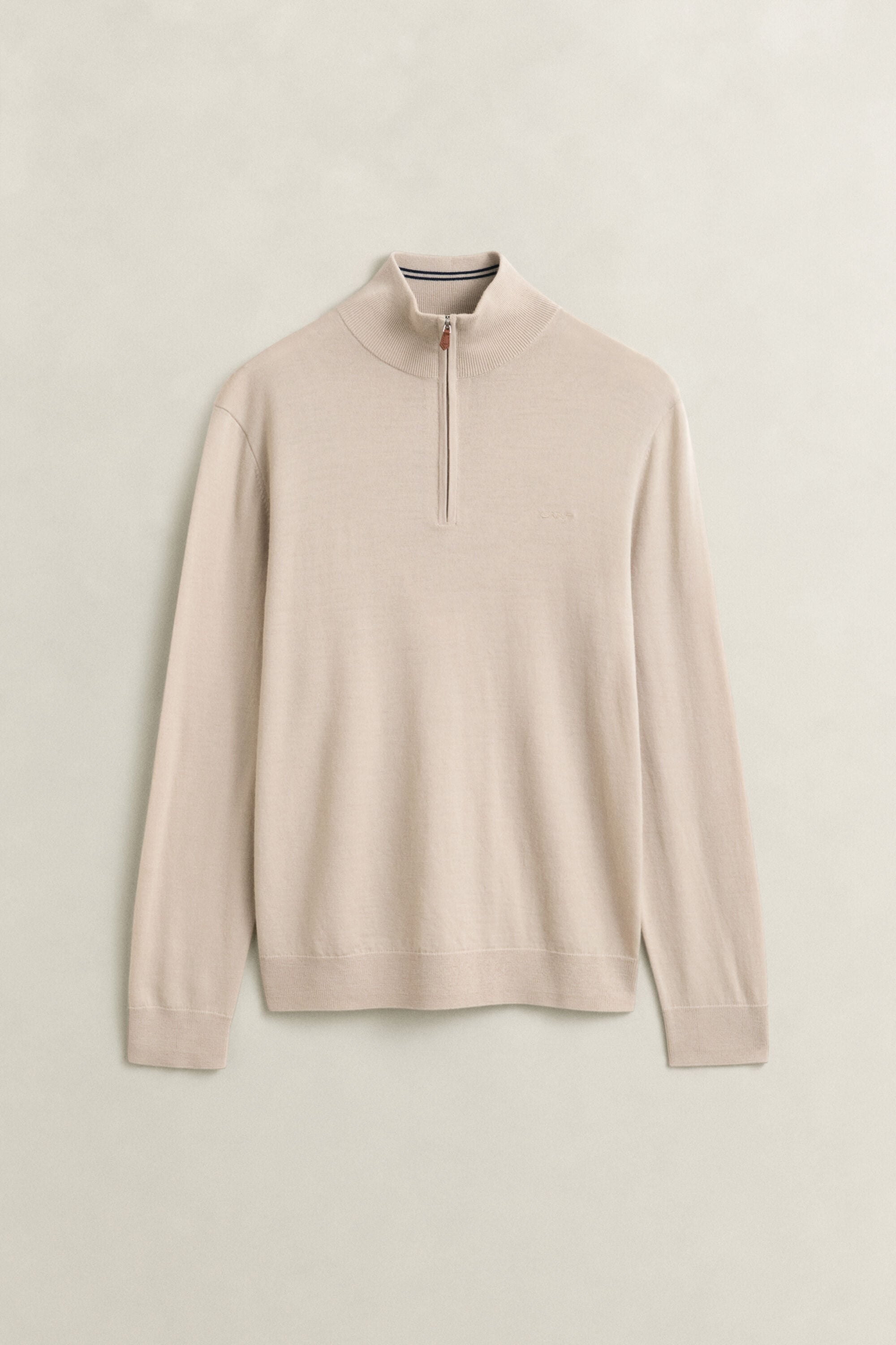 Camisola de malha com meio fecho de correr em lã de merino