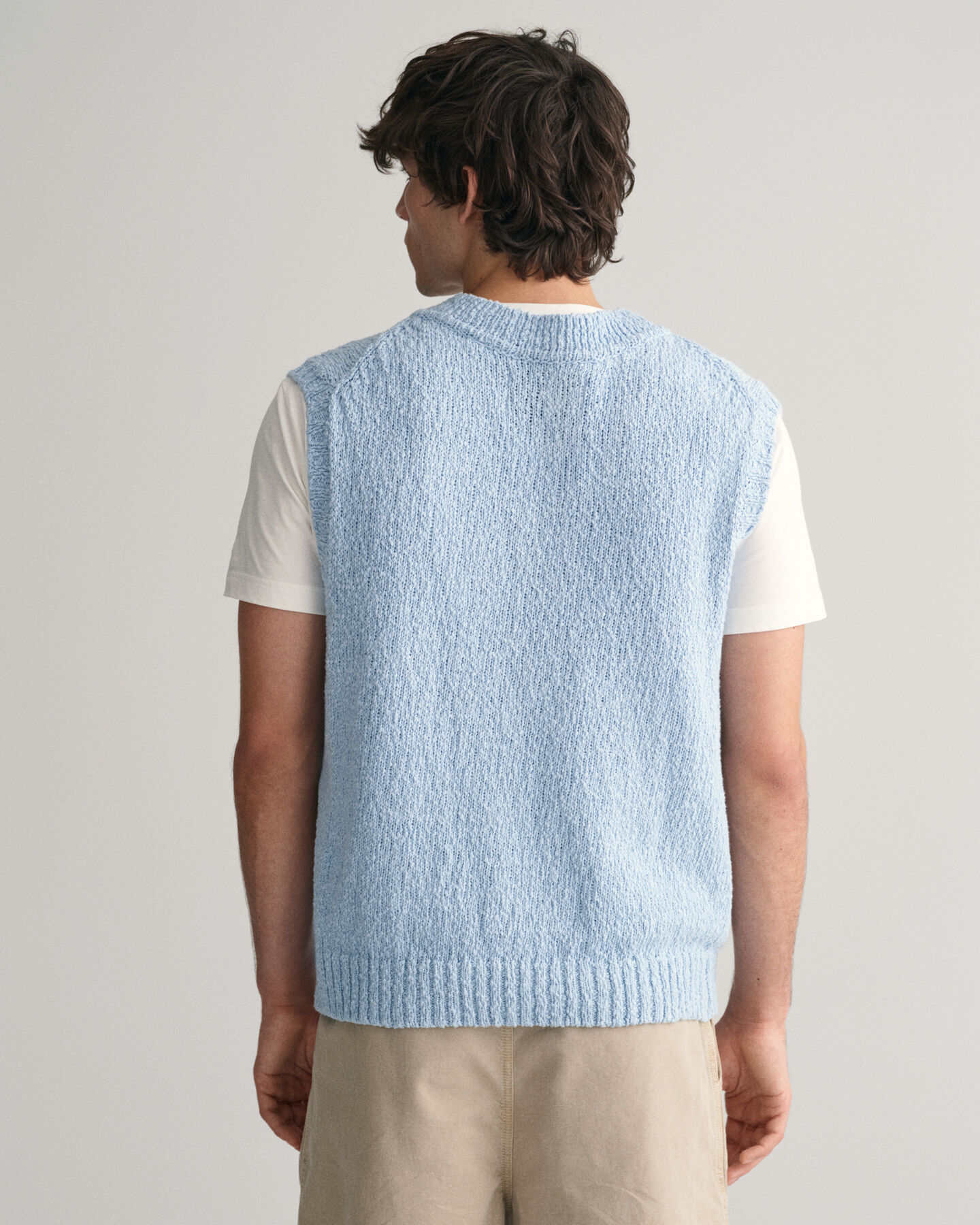 Colete em algodão texturizado com mistura de fios