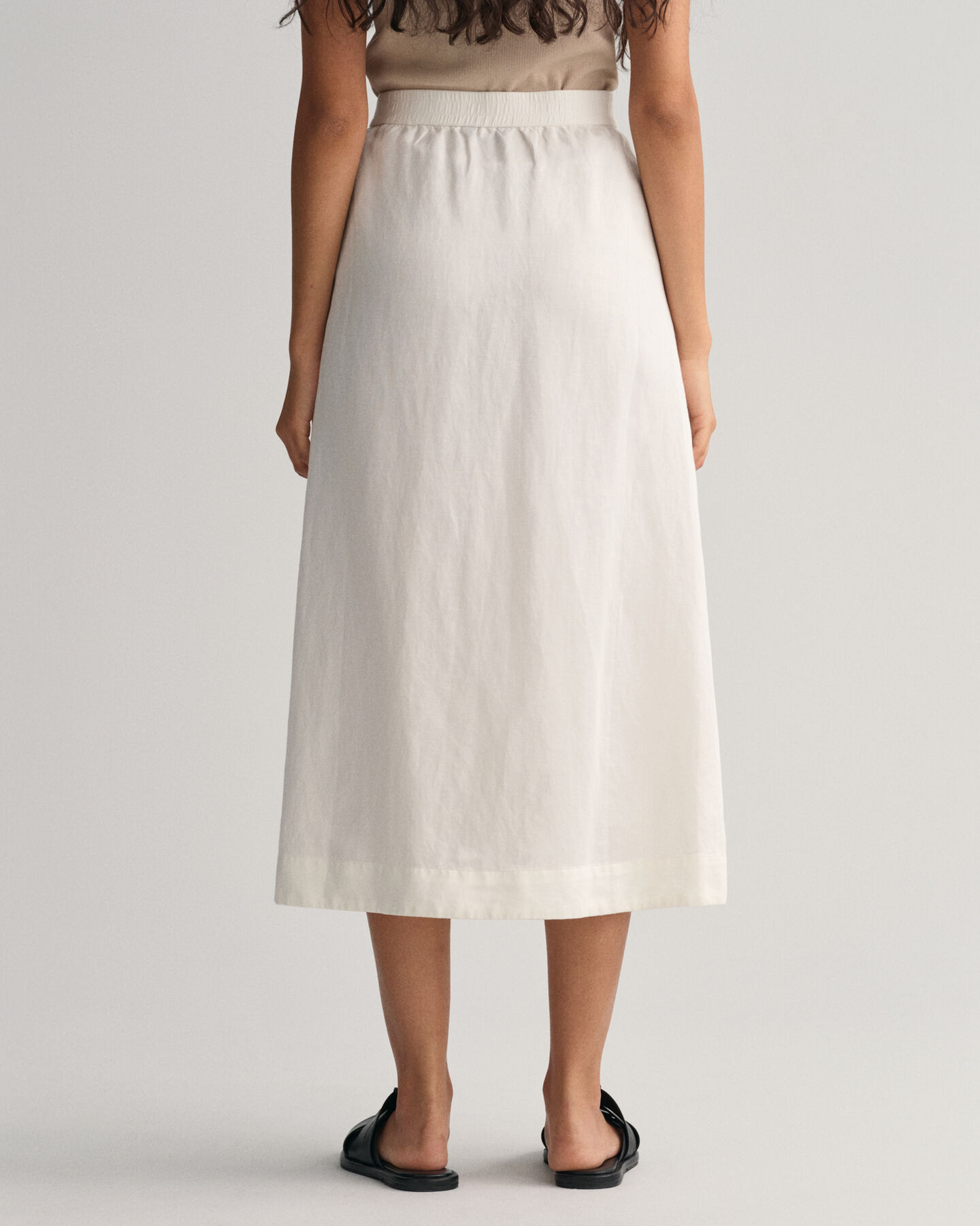 Saia de comprimento médio em linho e viscose