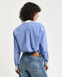 Camisa em popelina às riscas misturadas relaxed fit