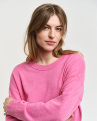 Camisola de malha com decote redondo em lã extrafina