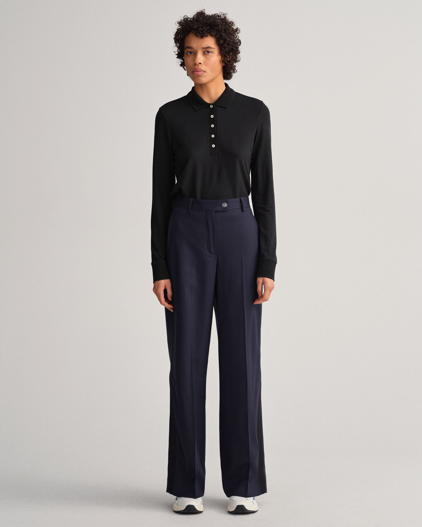 Polo de mangas compridas em algod&atilde;o piqu&eacute; Detail Collar