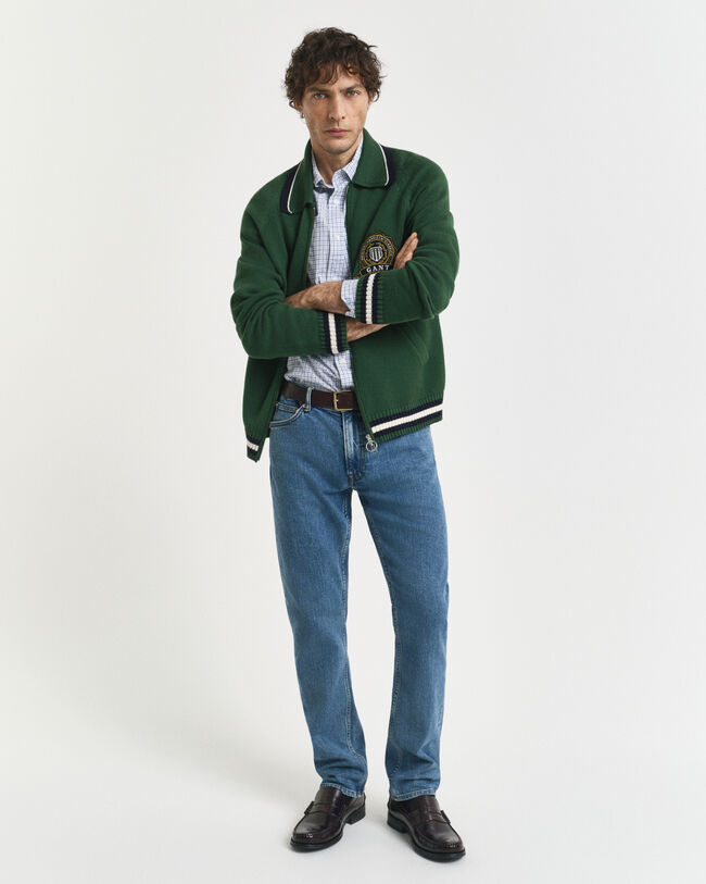 Camisa em popelina clássica com micropadrão de xadrez regular fit