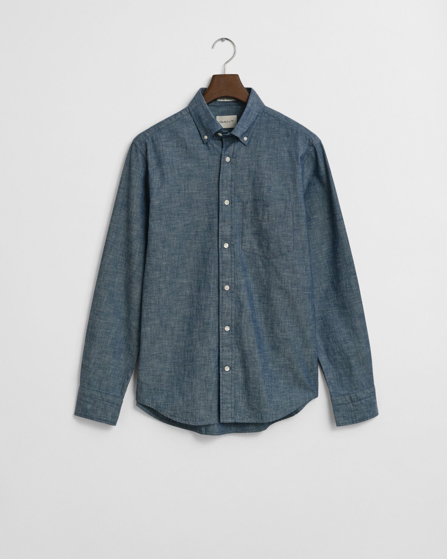 Camisa em chambray índigo regular fit