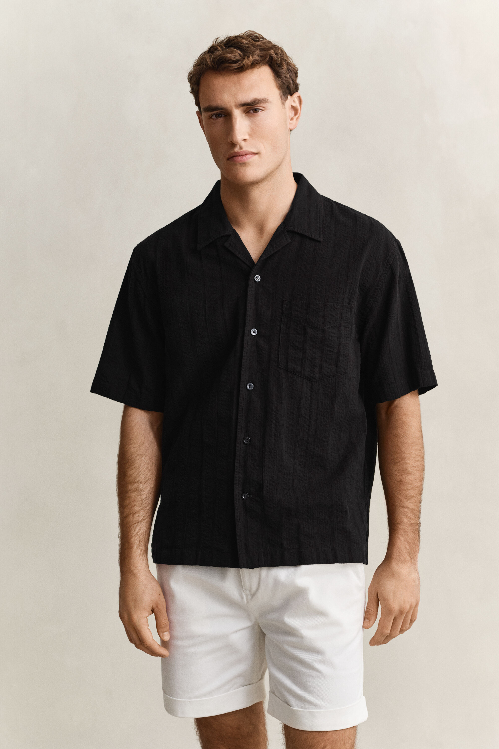 Camisa às riscas Dobby relaxed fit