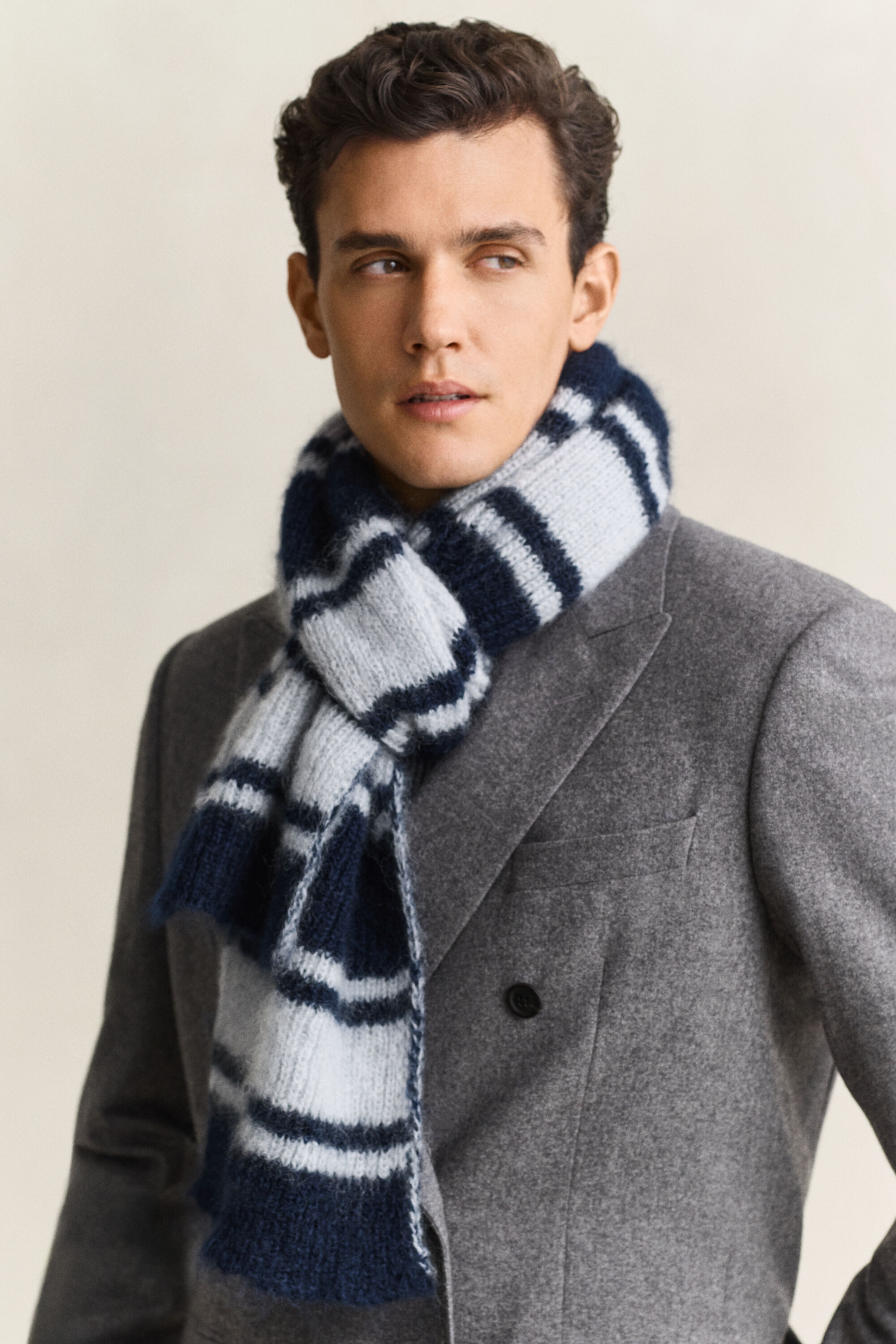 Cachecol em mohair às riscas