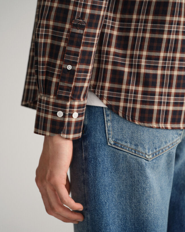 Camisa de sarja em xadrez slim fit