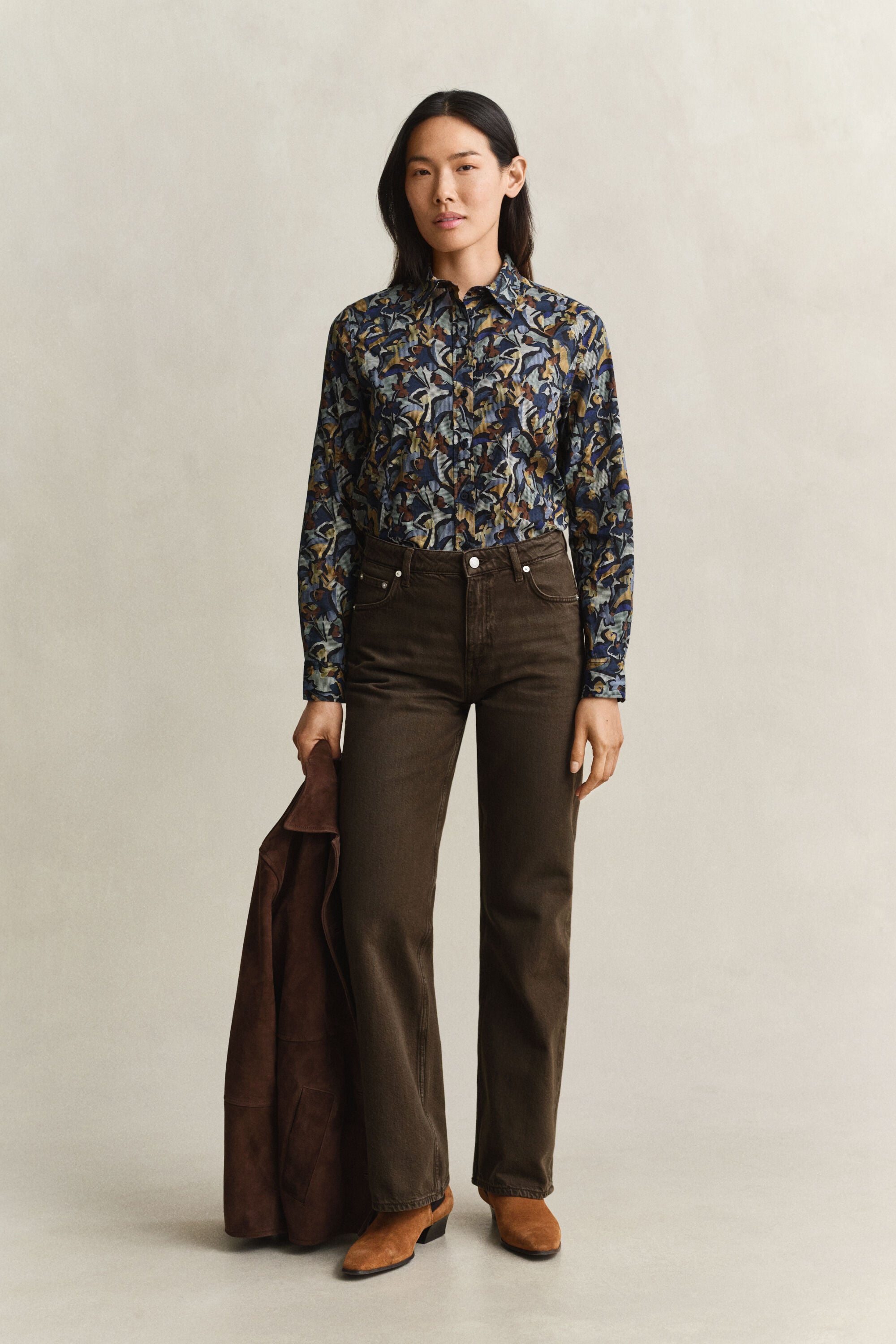 Camisa em voile de algodão com estampado