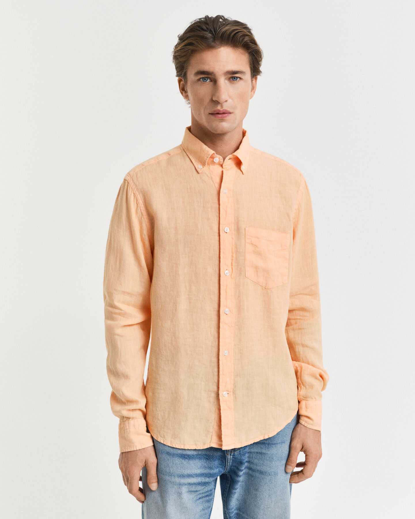 Camisa de linho tingida regular fit