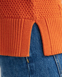 Pulover com decote redondo em malha entran&ccedil;ada