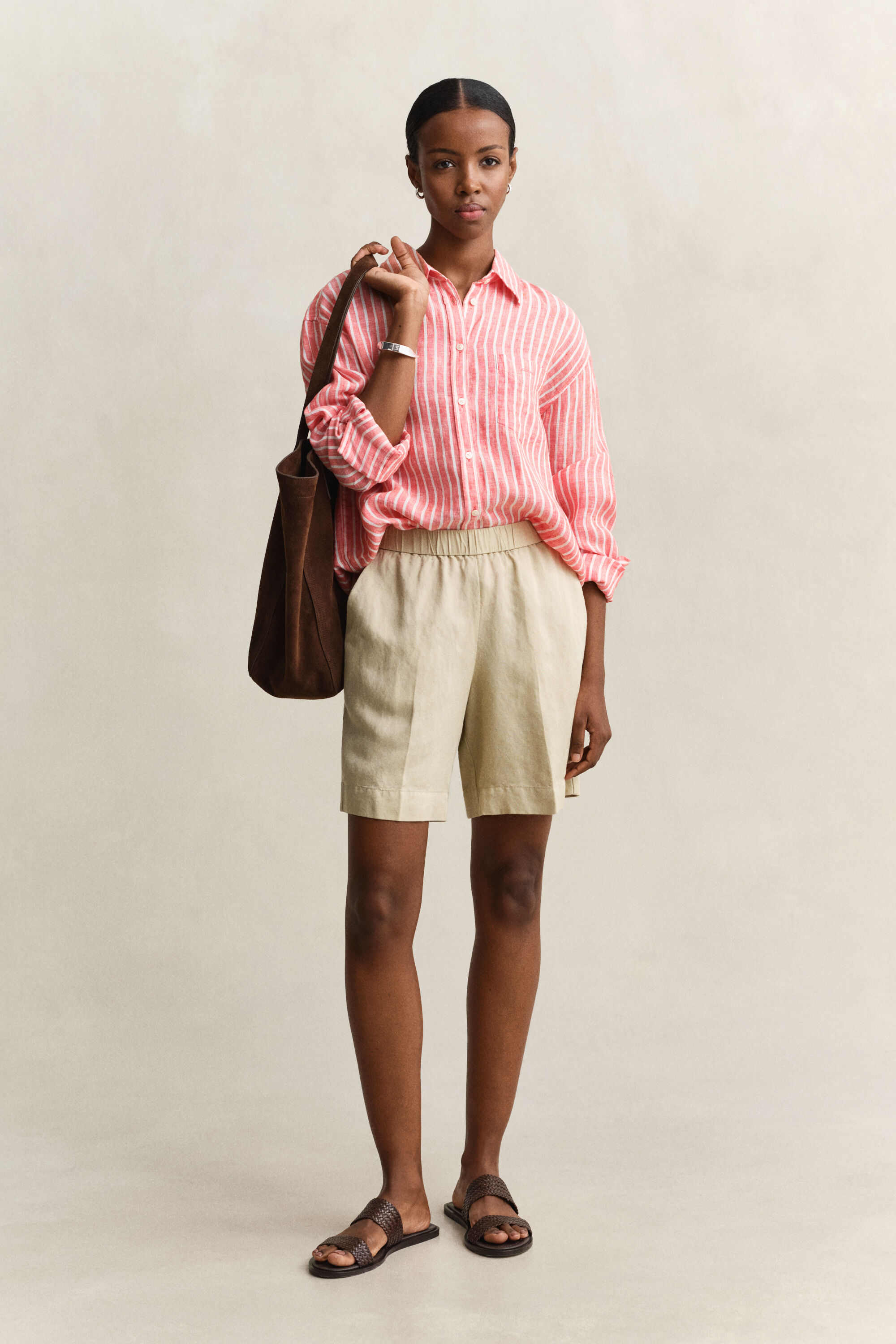 Camisa de linho às riscas relaxed fit