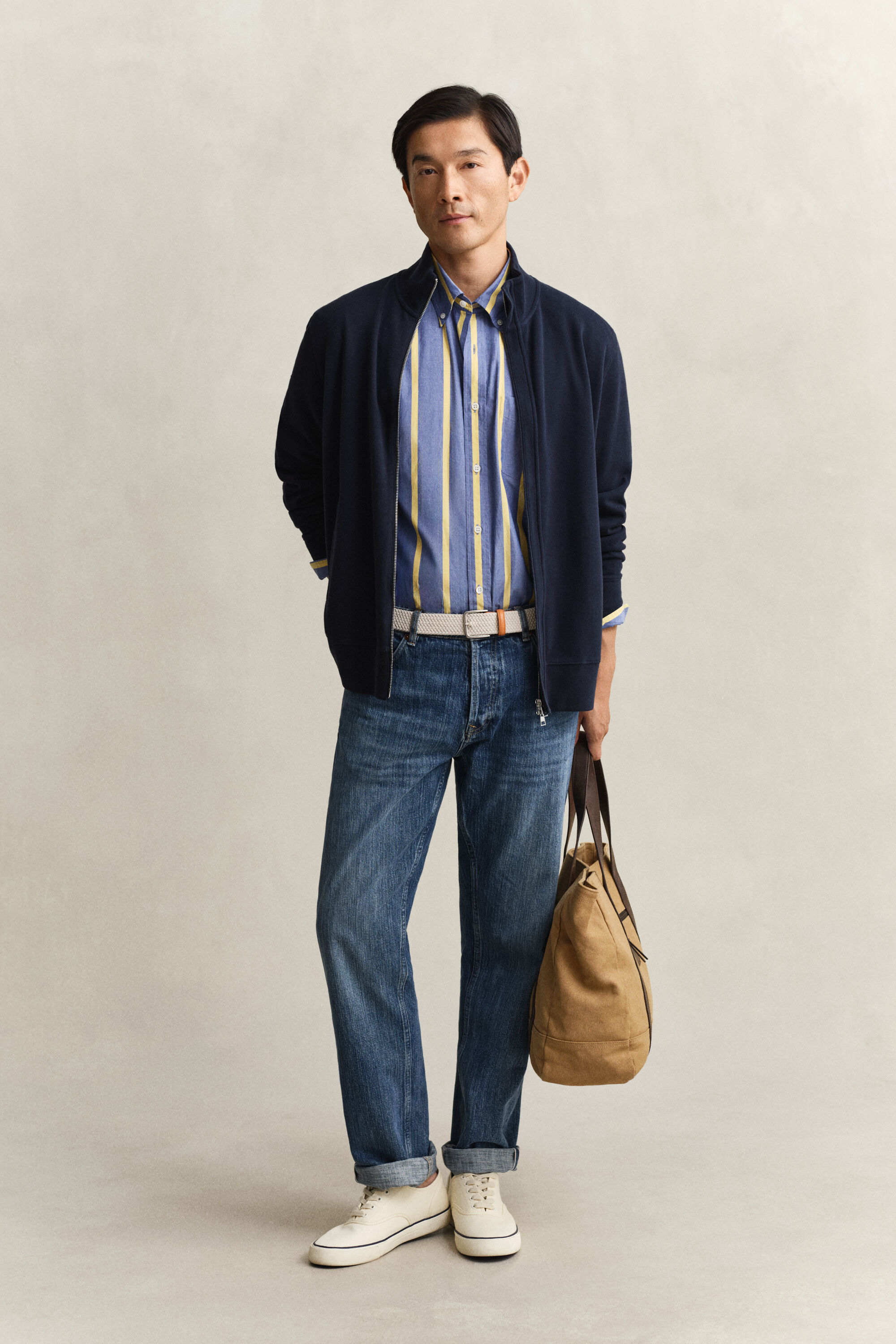 Sweatshirt com fecho de correr Sacker Rib