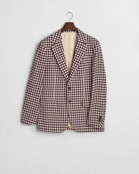 Blazer em mistura de algodão com padrão de xadrez regular fit