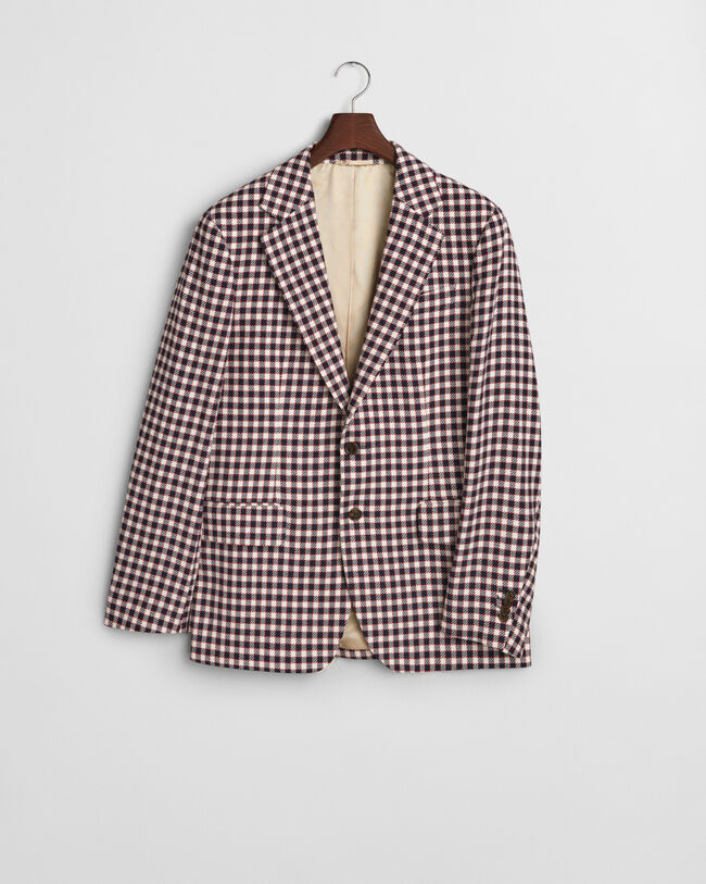 Blazer em mistura de algodão com padrão de xadrez regular fit