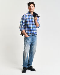 Camisa texturizada com padrão de xadrez regular fit