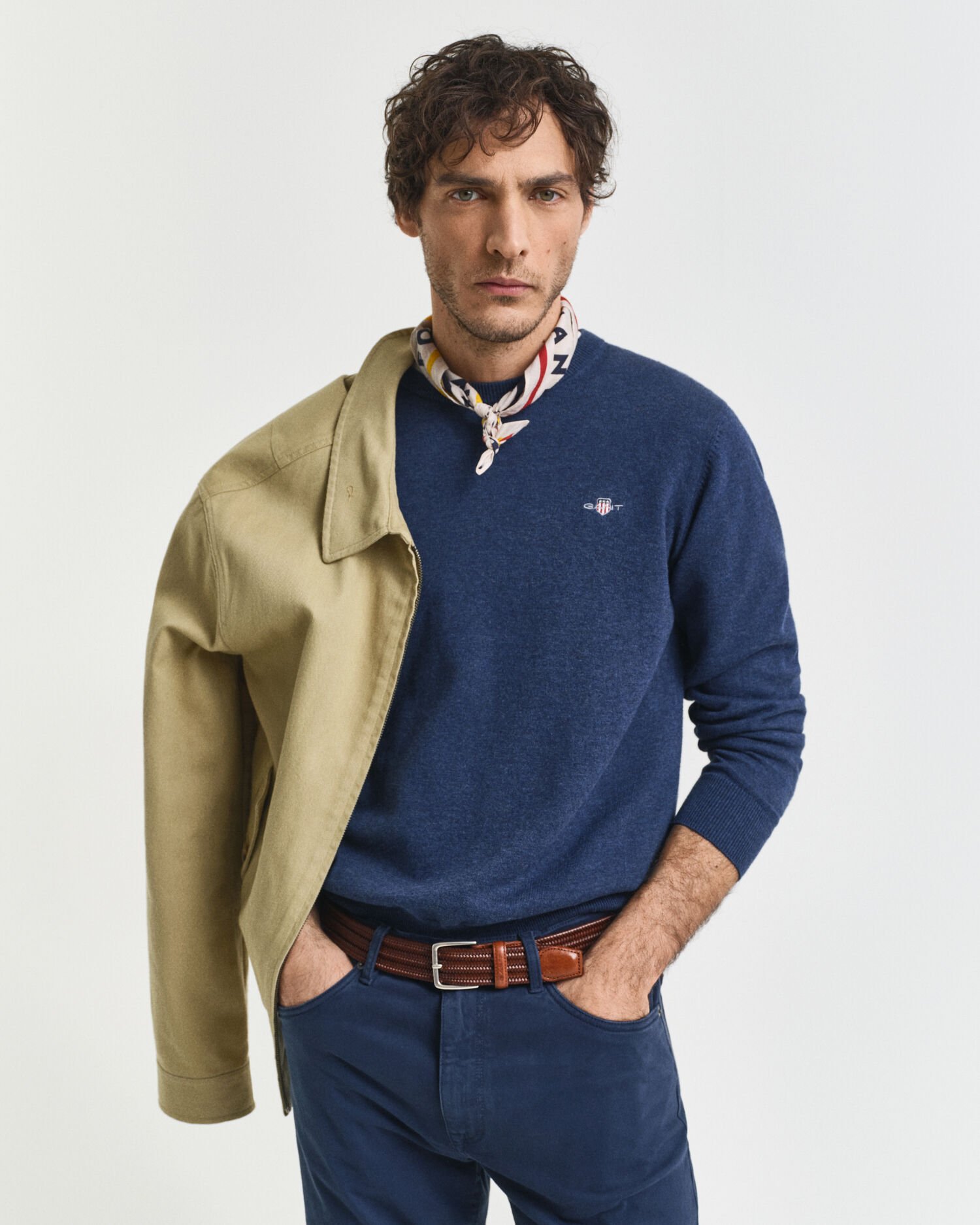 Camisola de malha com decote redondo em algodão