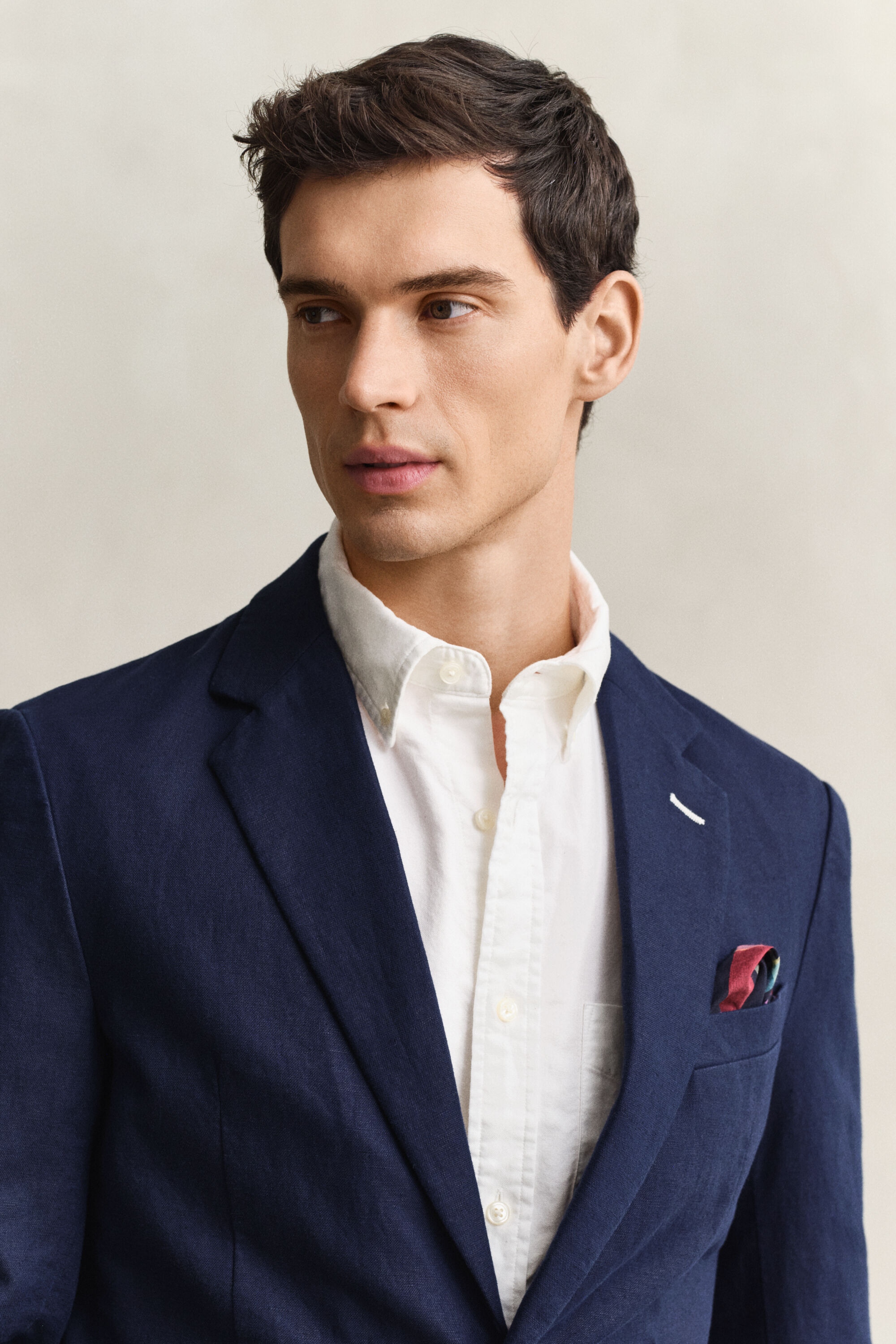 Casaco de fato em mistura de algodão Textured