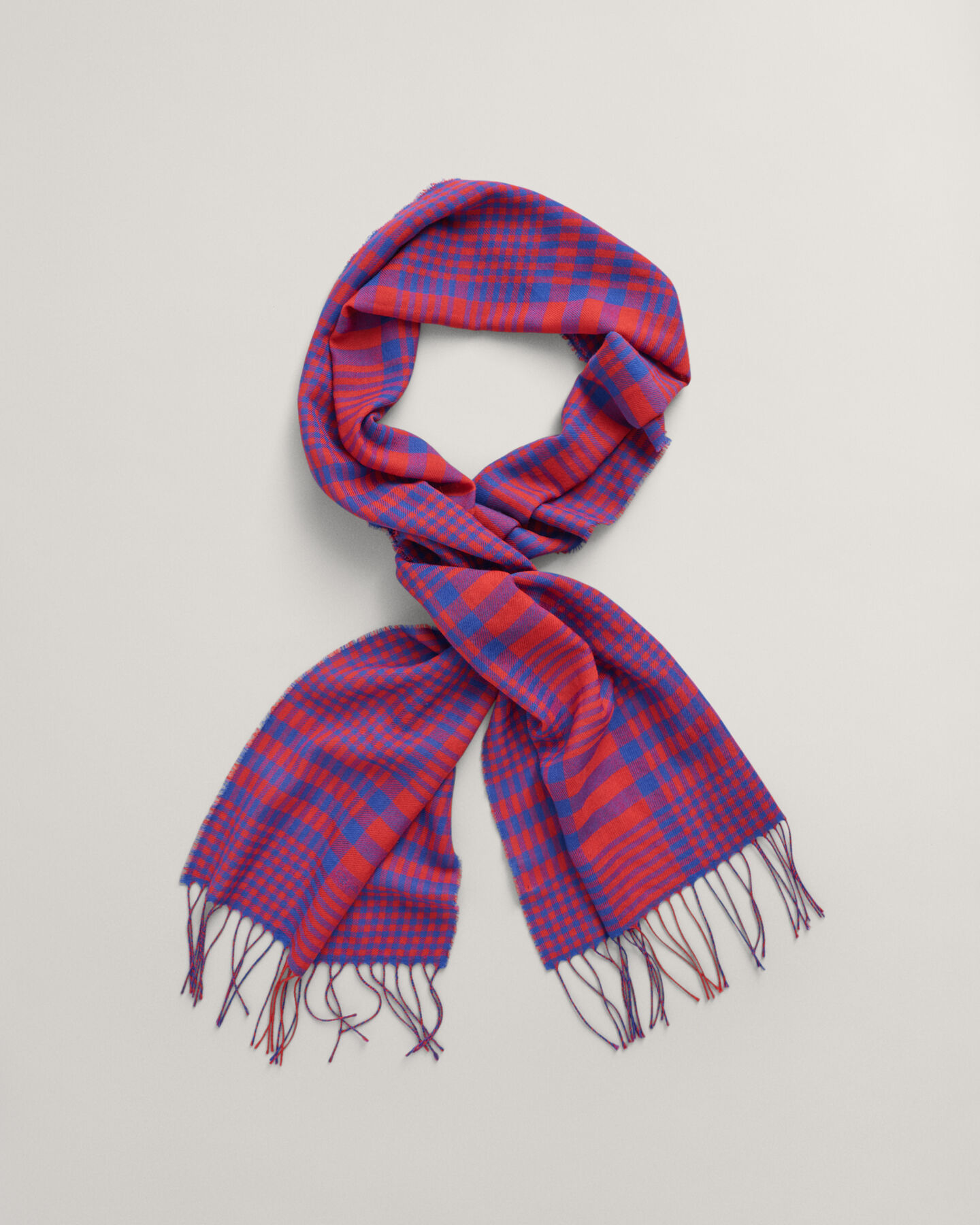 Cachecol em lã de merino com padrão de xadrez