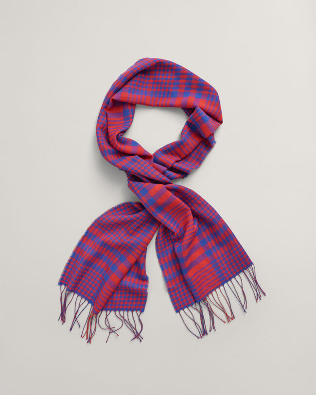 Cachecol em lã de merino com padrão de xadrez