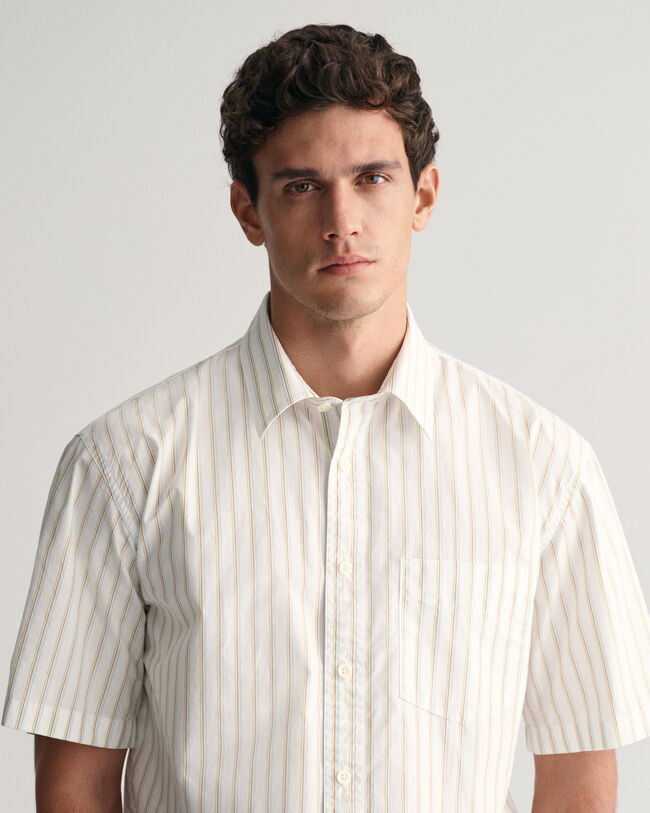 Camisa de manga curta Heritage Poplin &agrave;s riscas relaxed fit