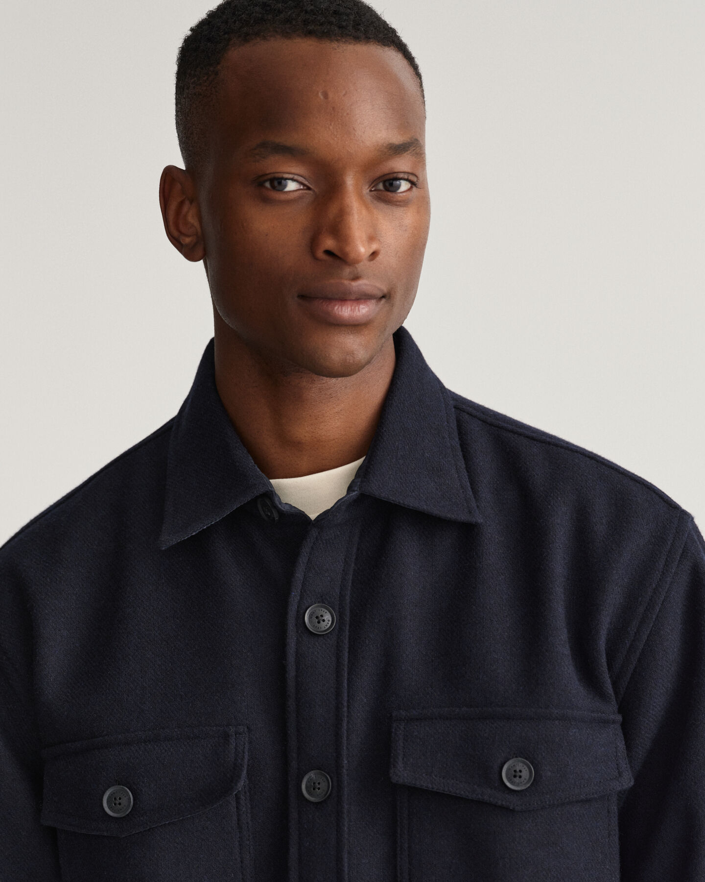 Sobrecamisa em mistura de lã