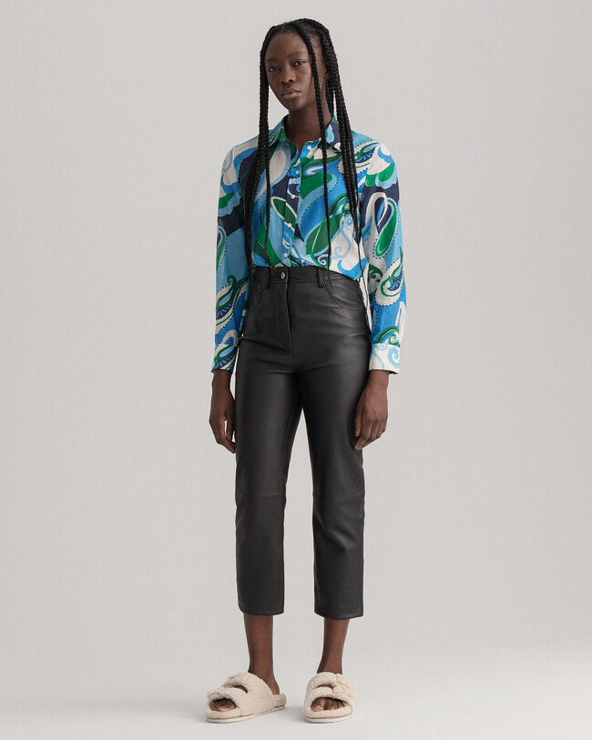 Camisa de seda de algodão com padrão paisley regular fit