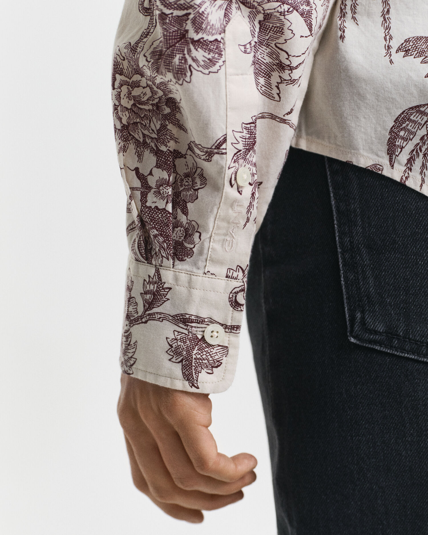 Camisa em voile de algodão com estampado Tree regular fit