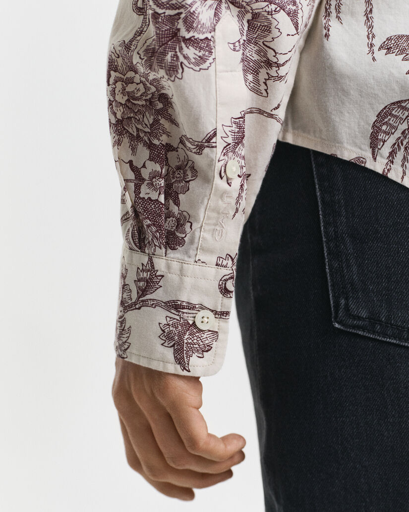 Camisa em voile de algodão com estampado Tree regular fit