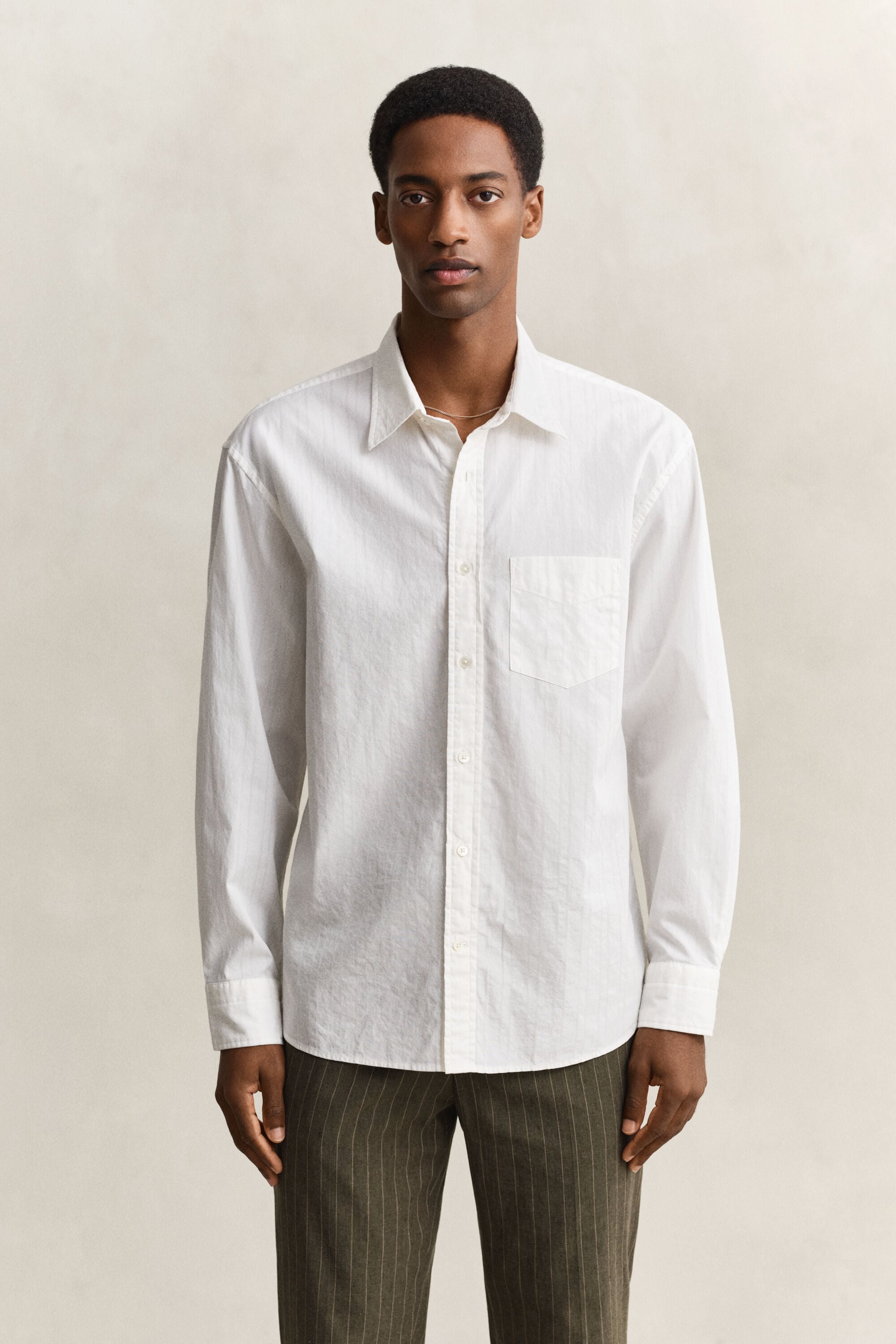 Camisa às riscas Dobby relaxed fit