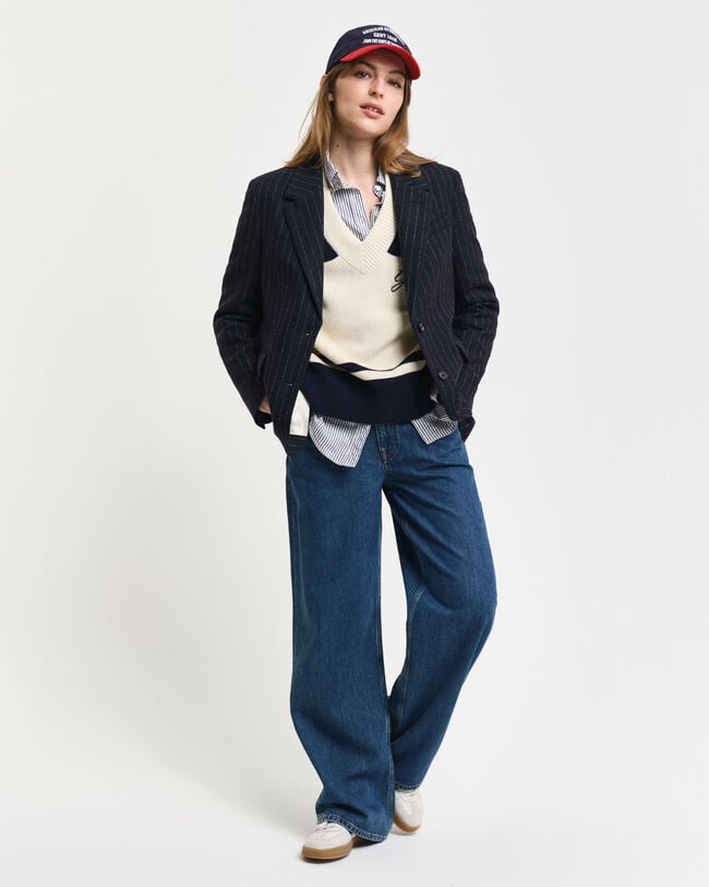 Blazer às riscas finas regular fit