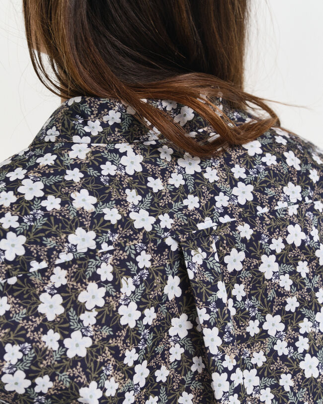 Camisa em voile de algodão com estampado Floral regular fit