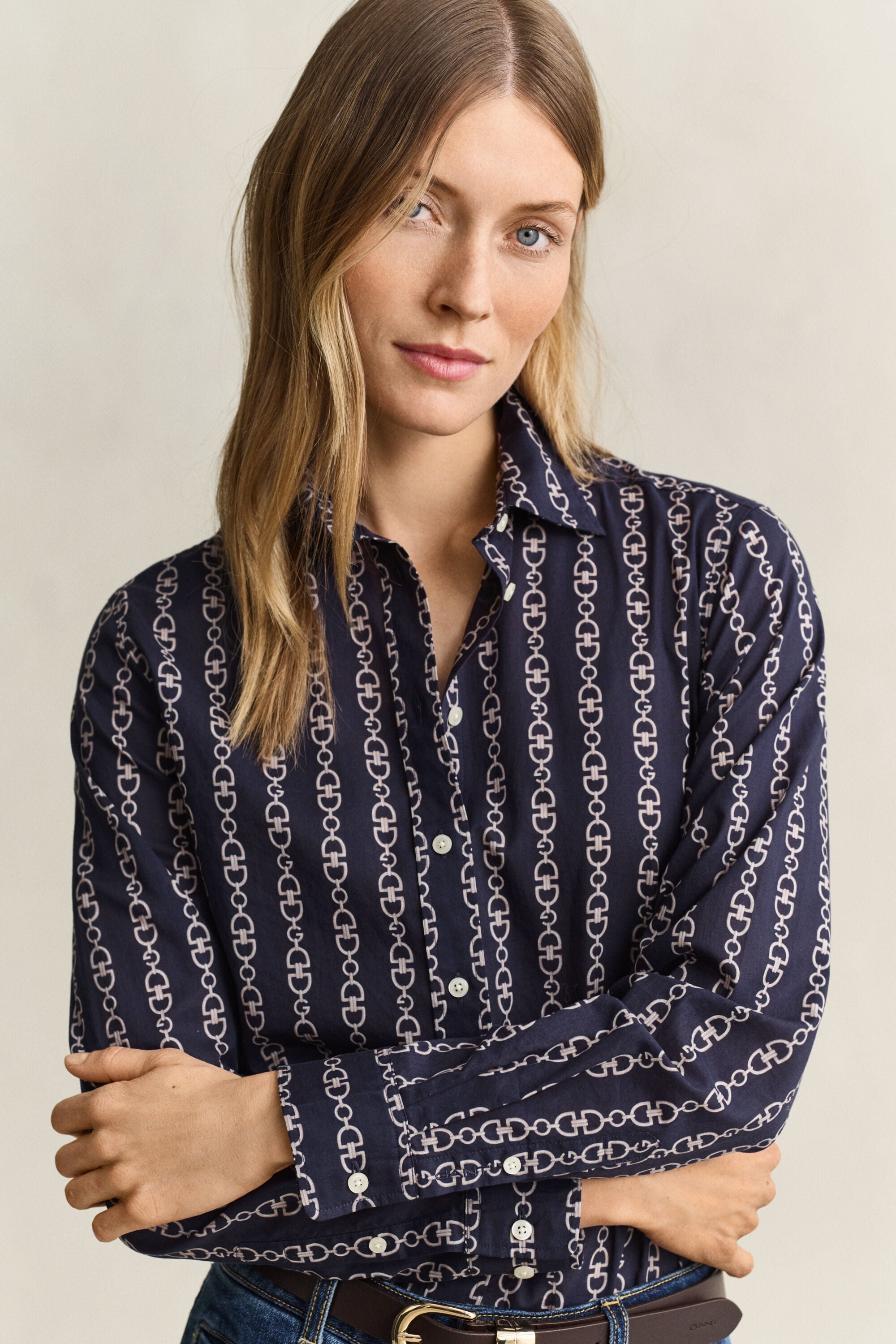 Camisa em voile de algodão com estampado