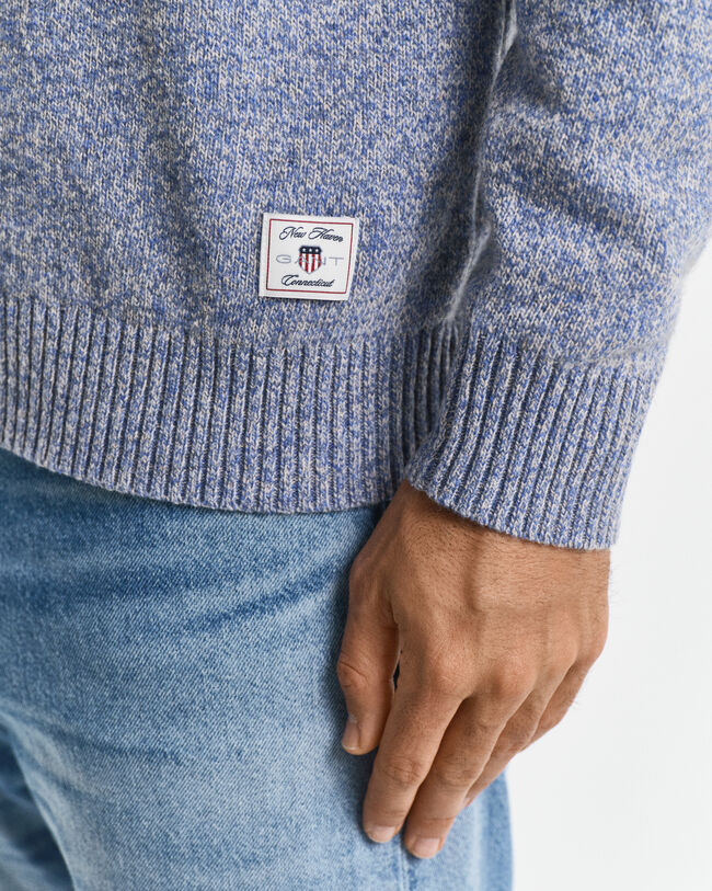 Camisola de malha com decote redondo em mistura de lã Mouliné