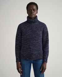 Camisola de malha com gola dobrada multicolor