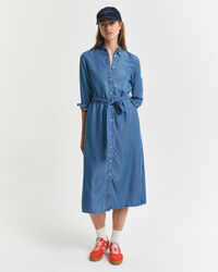 Vestido-camisa em chambray