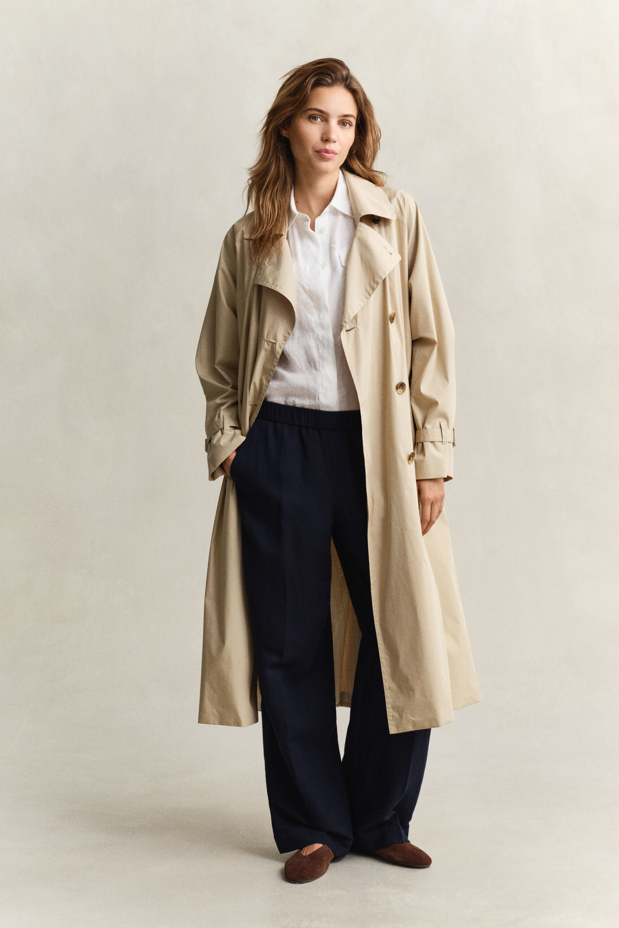 Calças em mistura de linho