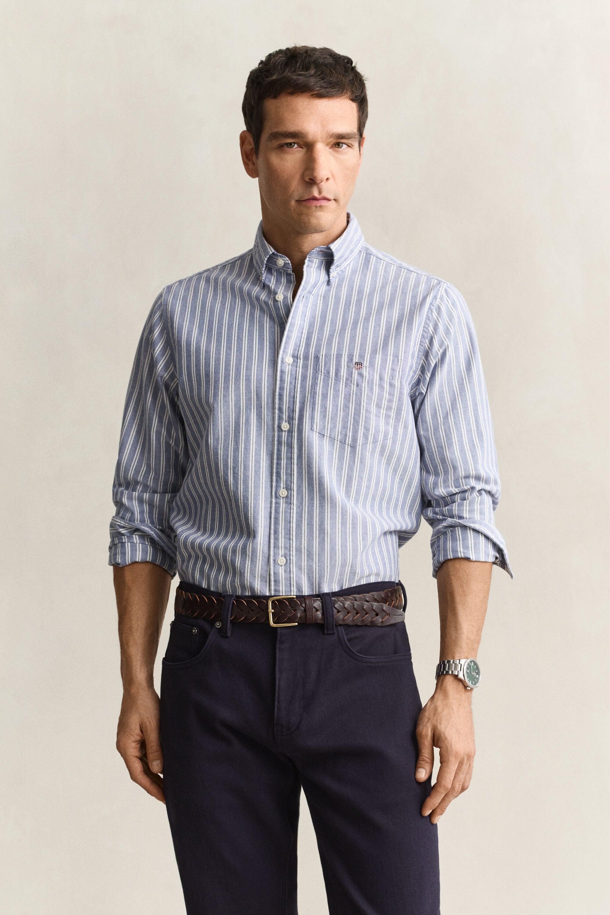Camisa Oxford às riscas Classic