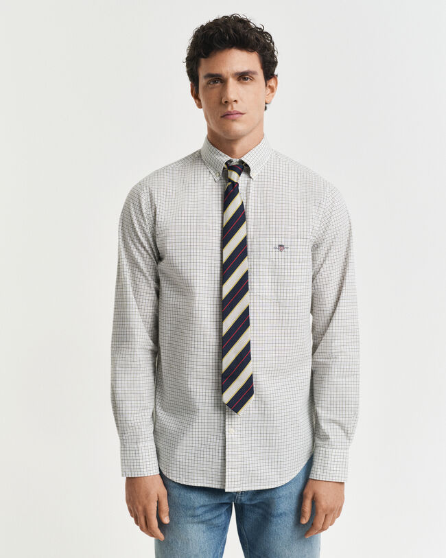 Camisa em popelina clássica com padrão de xadrez regular fit